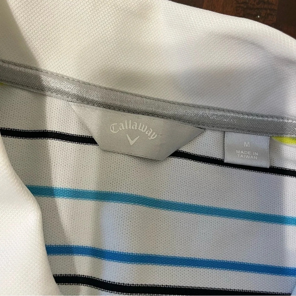 Callaway Short Sleeve Polo Shirt Women’s Medium Golf Pickleball Striped - Picture 4 of 8